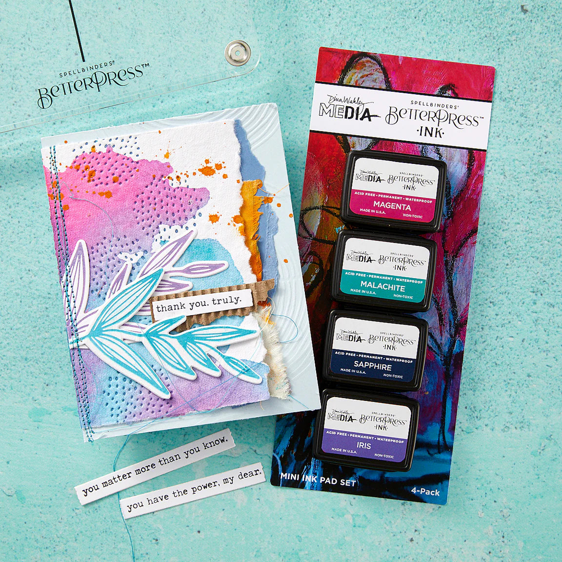 Spellbinders BetterPress Ink Mini Set - Happy, 4pk