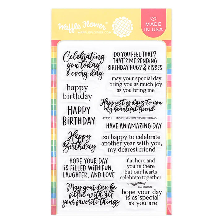 Waffle Flower Inside Sentiments Birthday 2 Stamp Set