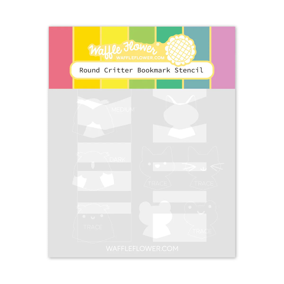 Waffle Flower Round Bookmark Critter Stencil Set