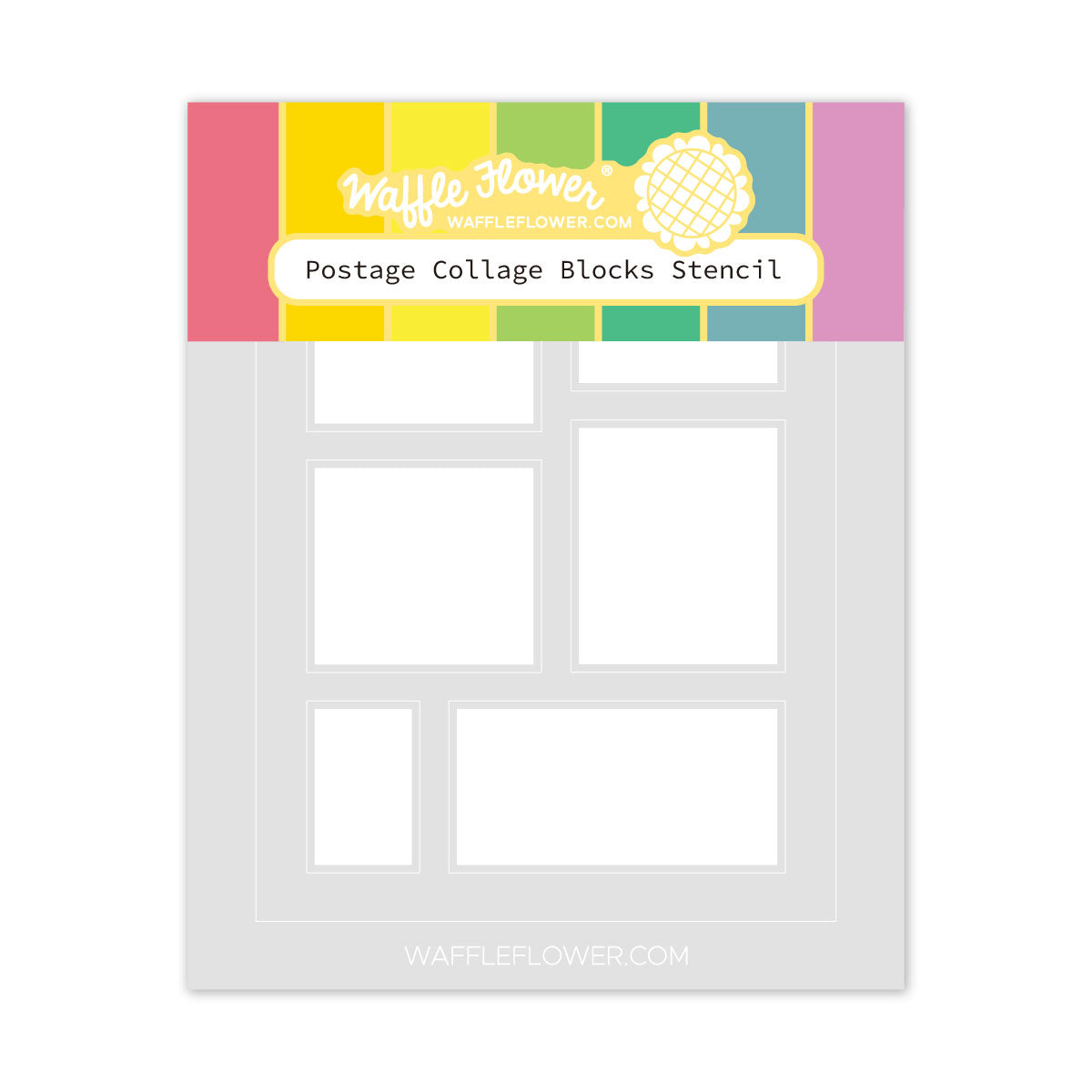 Waffle Flower Postage Collage Blocks Stencil