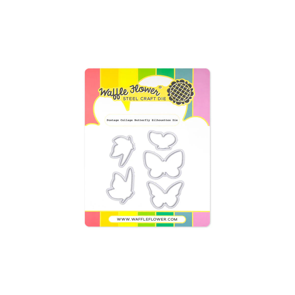 Waffle Flower Postage Collage Wild Butterflies Silhouettes Stamp & Die Set