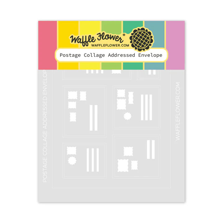 Waffle Flower Postage Collage Addressed Envelope Stencil