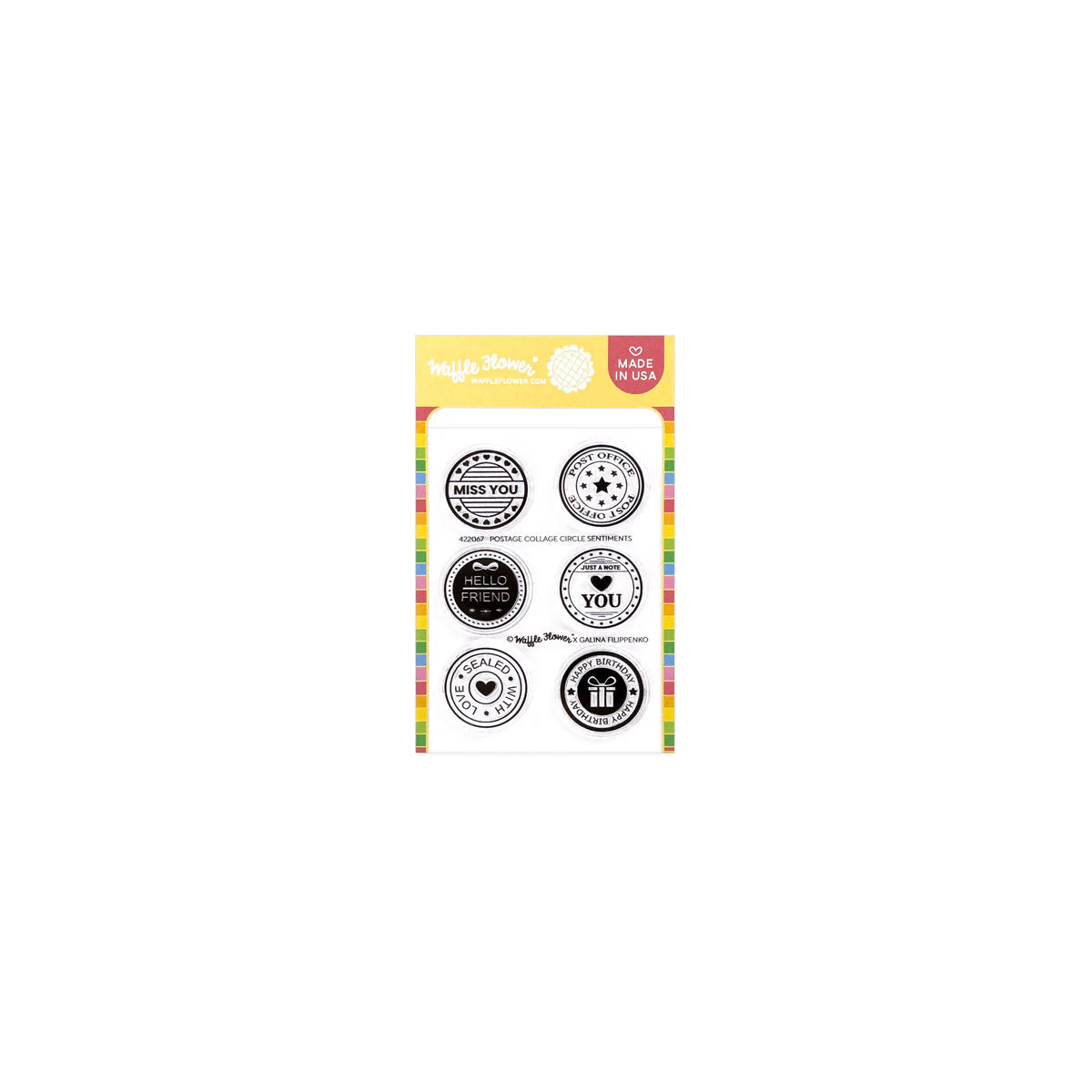 Waffle Flower Postage Collage Circle Sentiments