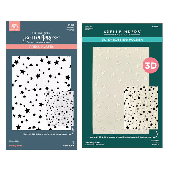 Spellbinders Wishing and Falling Stars 3D Folder and BetterPress Bundle