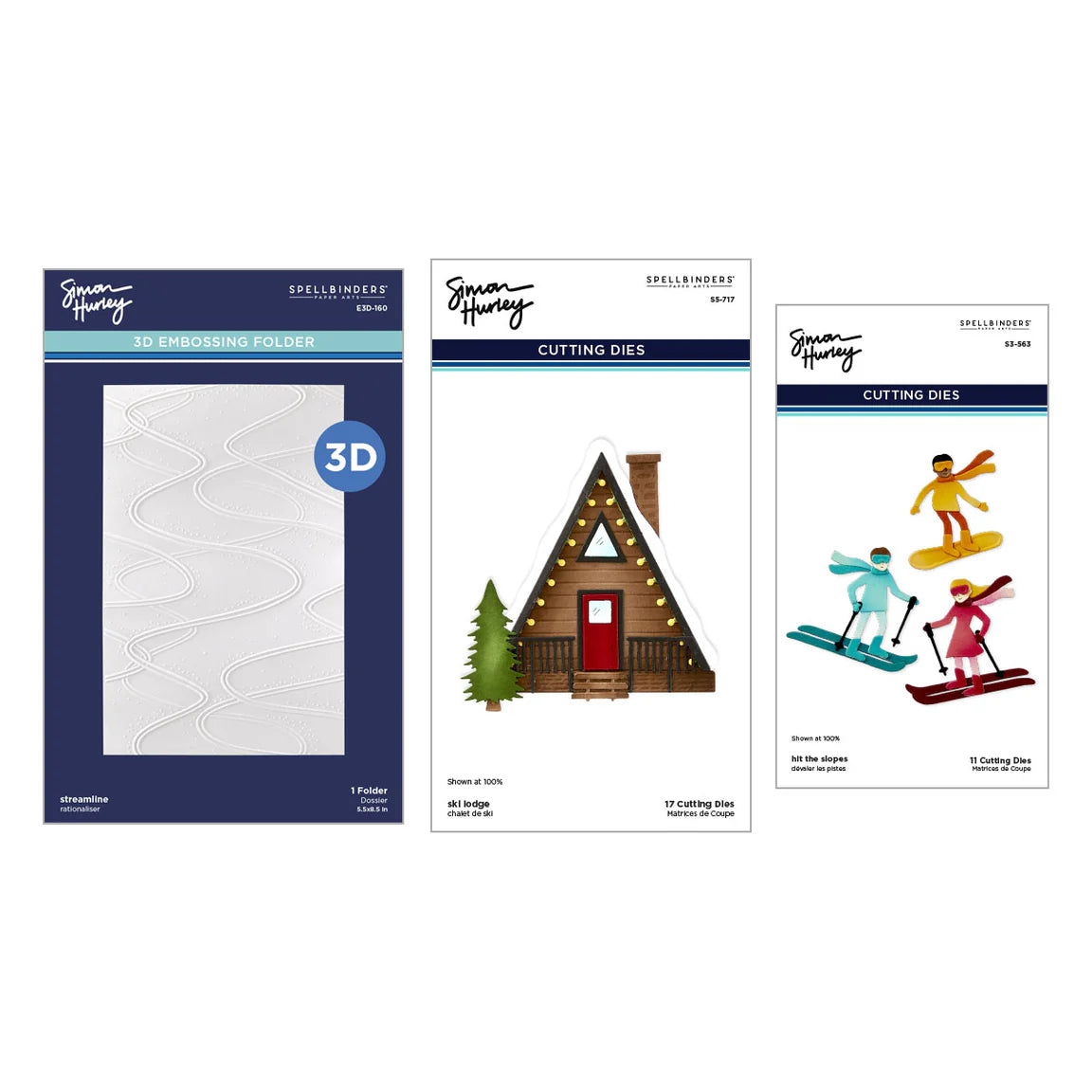 ski-son's greetings Dies and 3D Embossing Folder Bundle by Simon Hurley