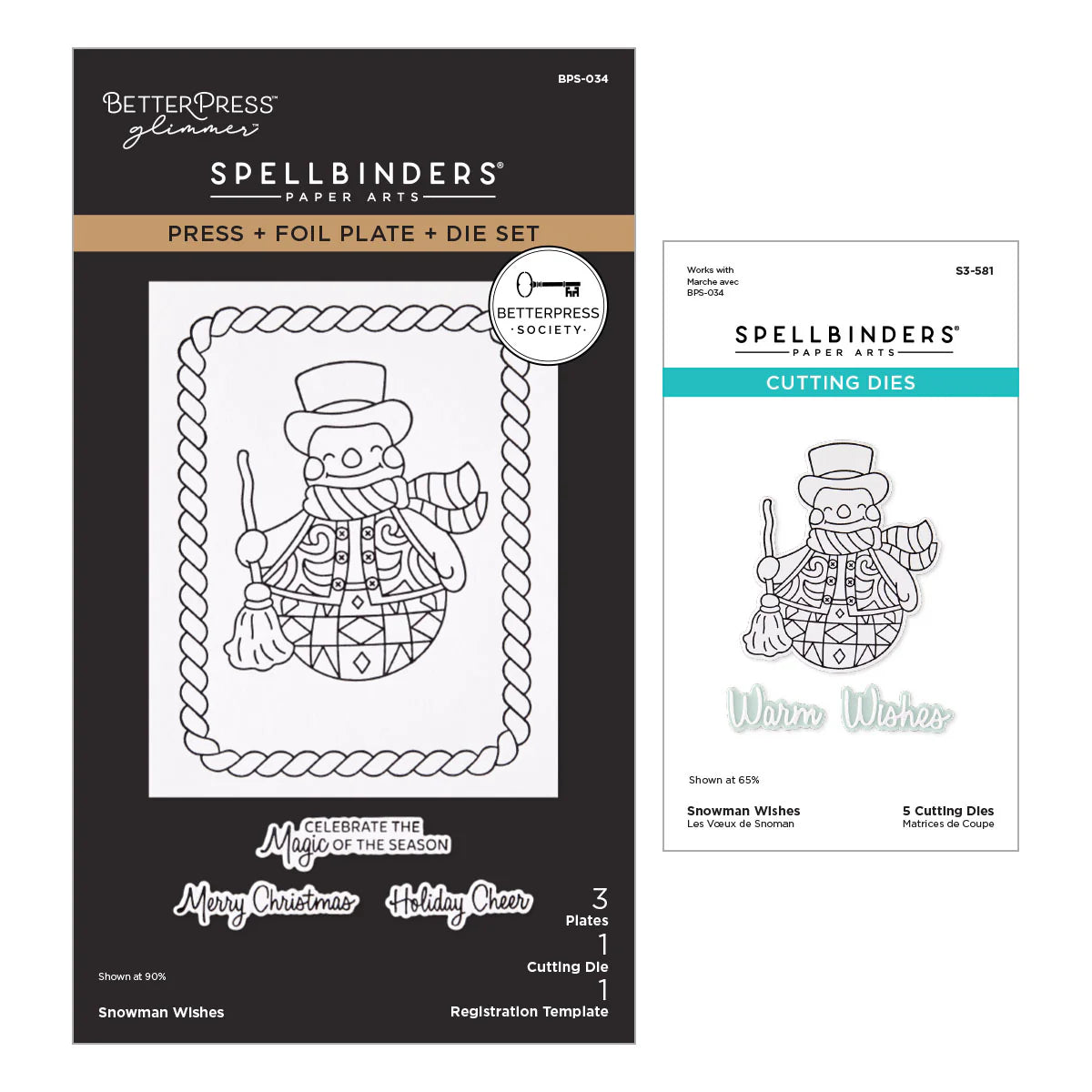 BetterPress Society July 2026 - Snowman Wishes Plate and Die Set