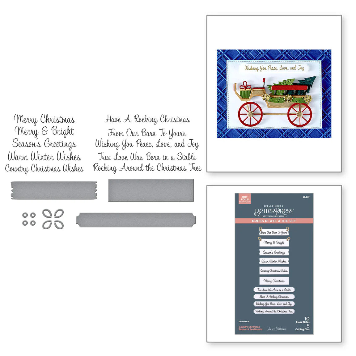 Spellbinders Country Christmas Banner & Sentients BetterPress Plate and Die set