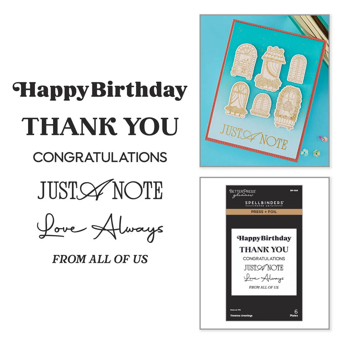 Spellbinders Timeless Greetings Press/Foil Plates