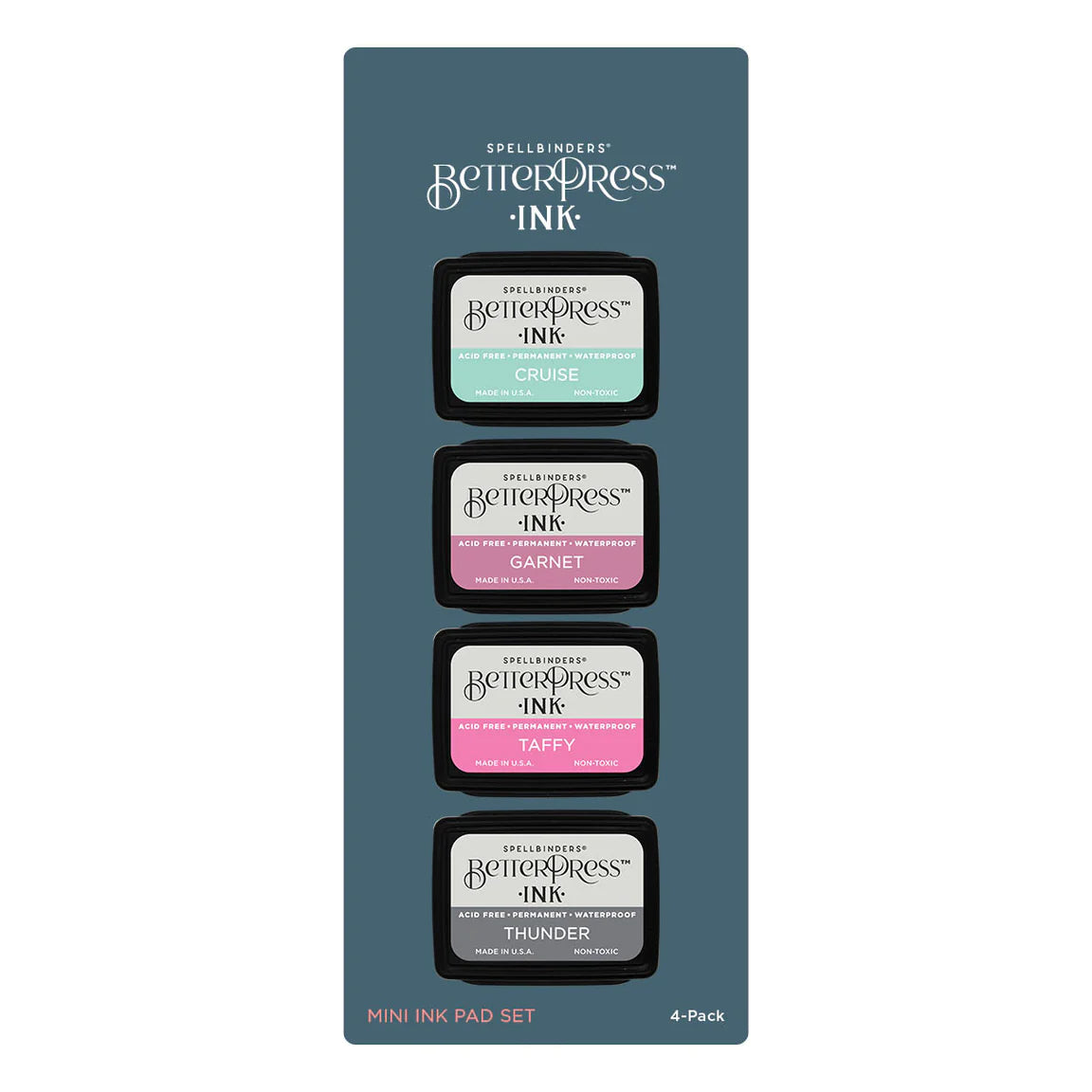 Spellbinders BetterPress Ink Mini Set - Jet Set, 4pk