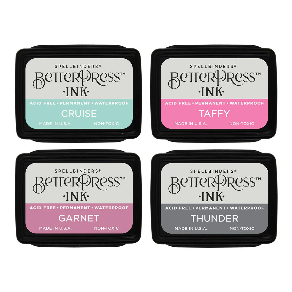 Spellbinders BetterPress Ink Mini Set - Jet Set, 4pk