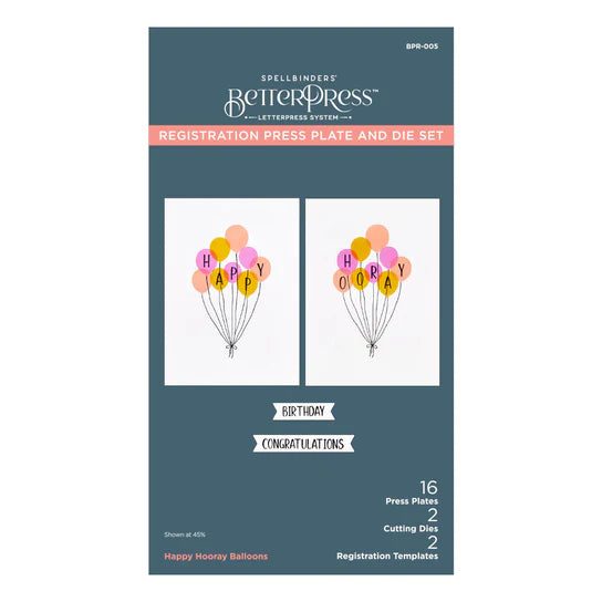 Spellbinders Happy Hooray Balloons Press Plate, Die, & Registration Template (BetterPress)