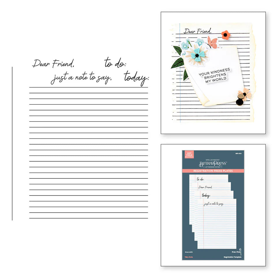 Spellbinders Take Note Press Plates & Registration Template