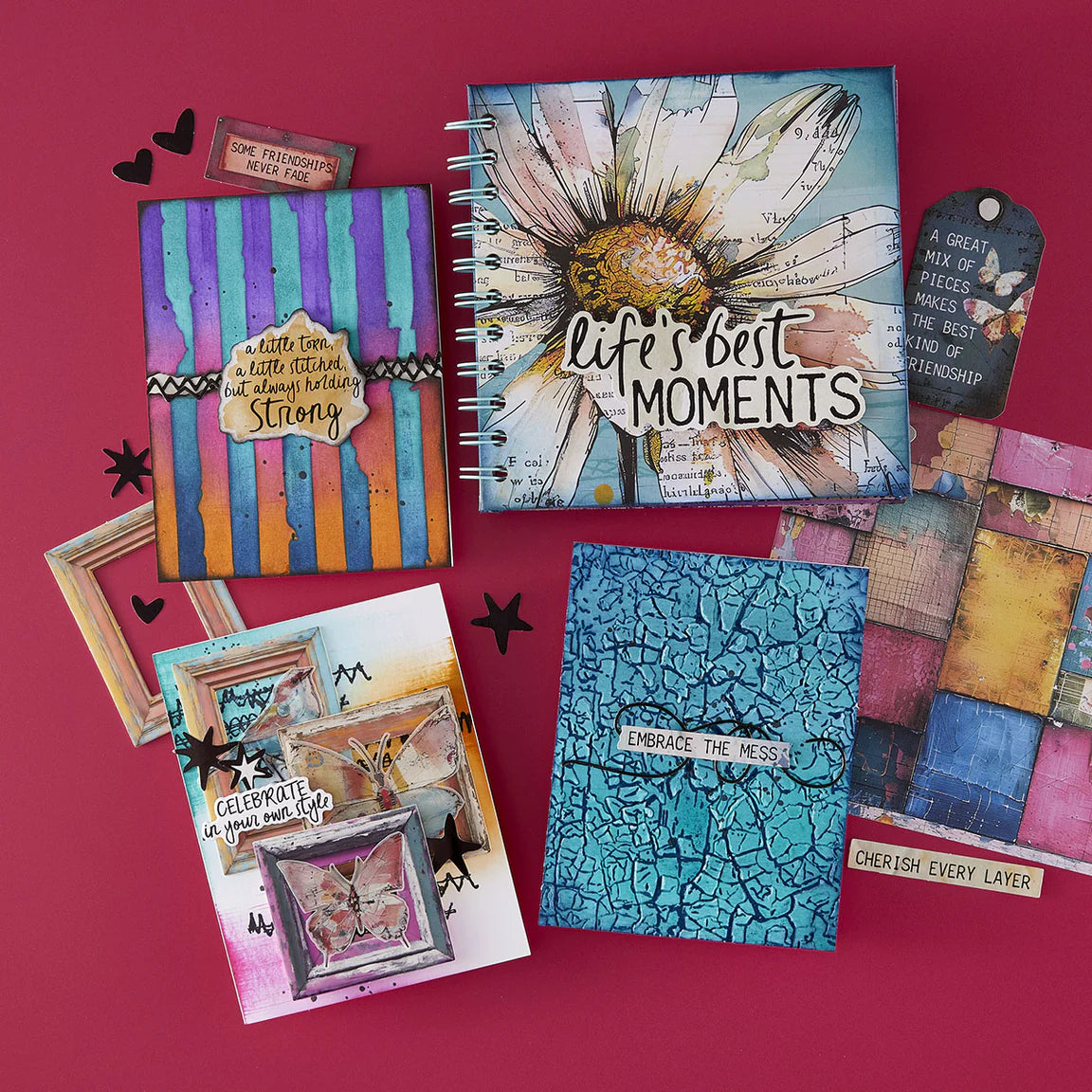 Spellbinders Tattered Stripes Stencils from the Beautifully Imperfect Collection