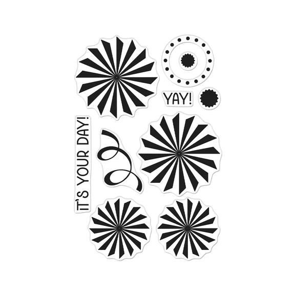 Hero Arts Party Fans Stamp & Die Bundle