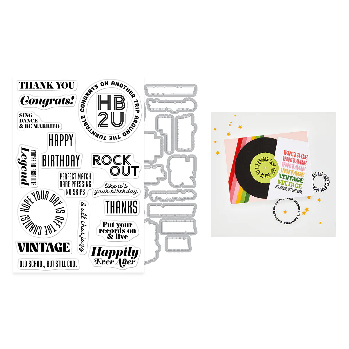 Hero Arts Vintage Vinyl Stamp & Cut Set