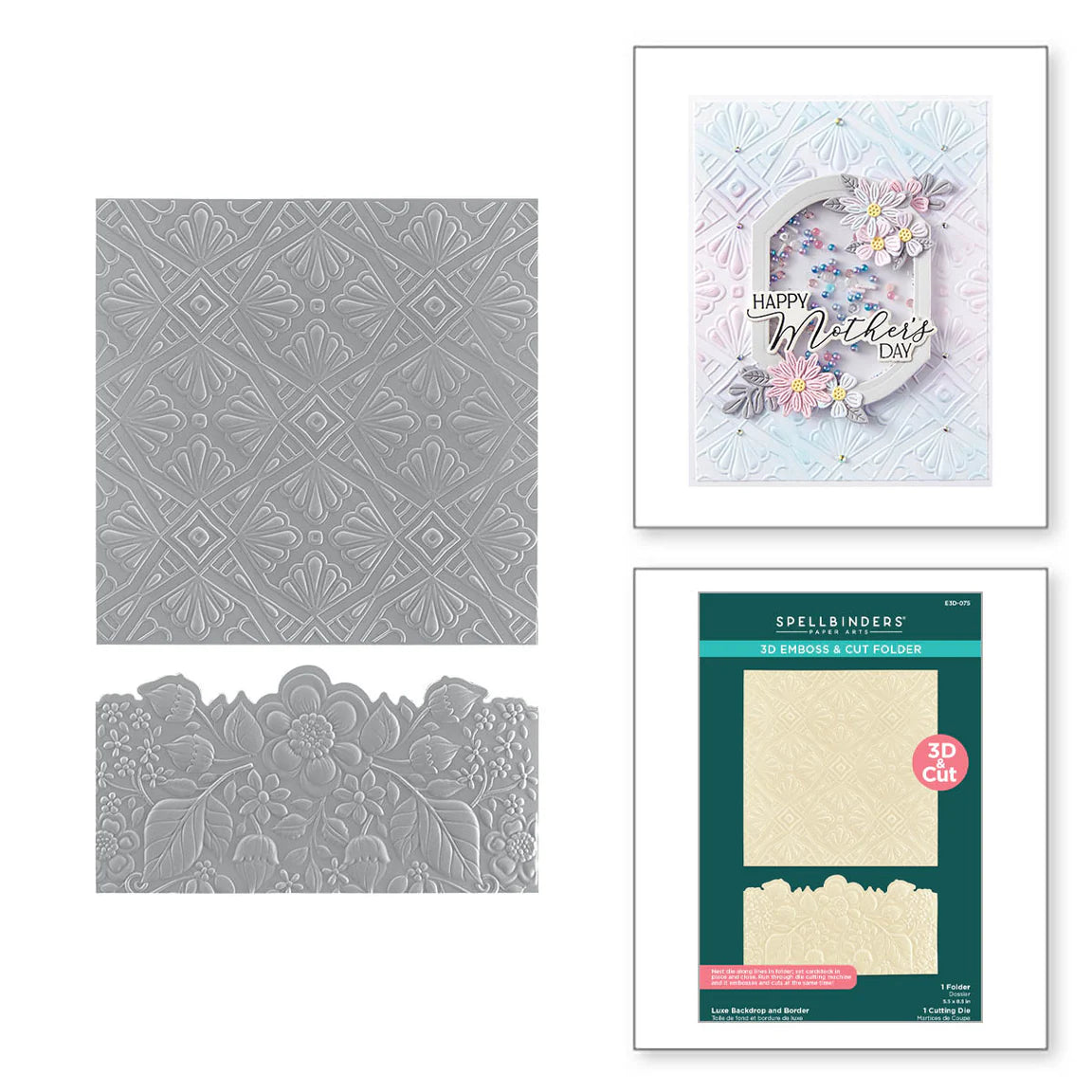 Spellbinders Luxe Backdrop and Border 3D Emboss & Cut Folder
