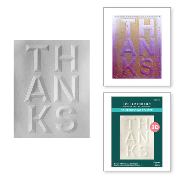 Spellbinders Beveled Thanks A2 Cardfront 3D Embossing Folder