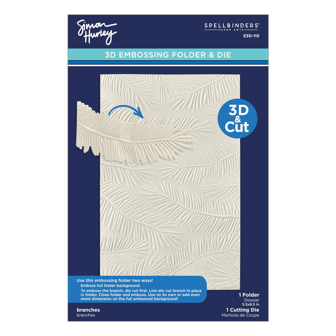Simon Hurley Branches 3D Embossing Folder and Die -Spellbinders