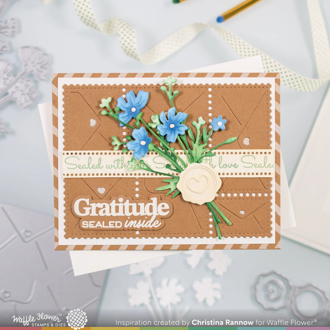 Waffle Flower Postage Collage Envelope Die