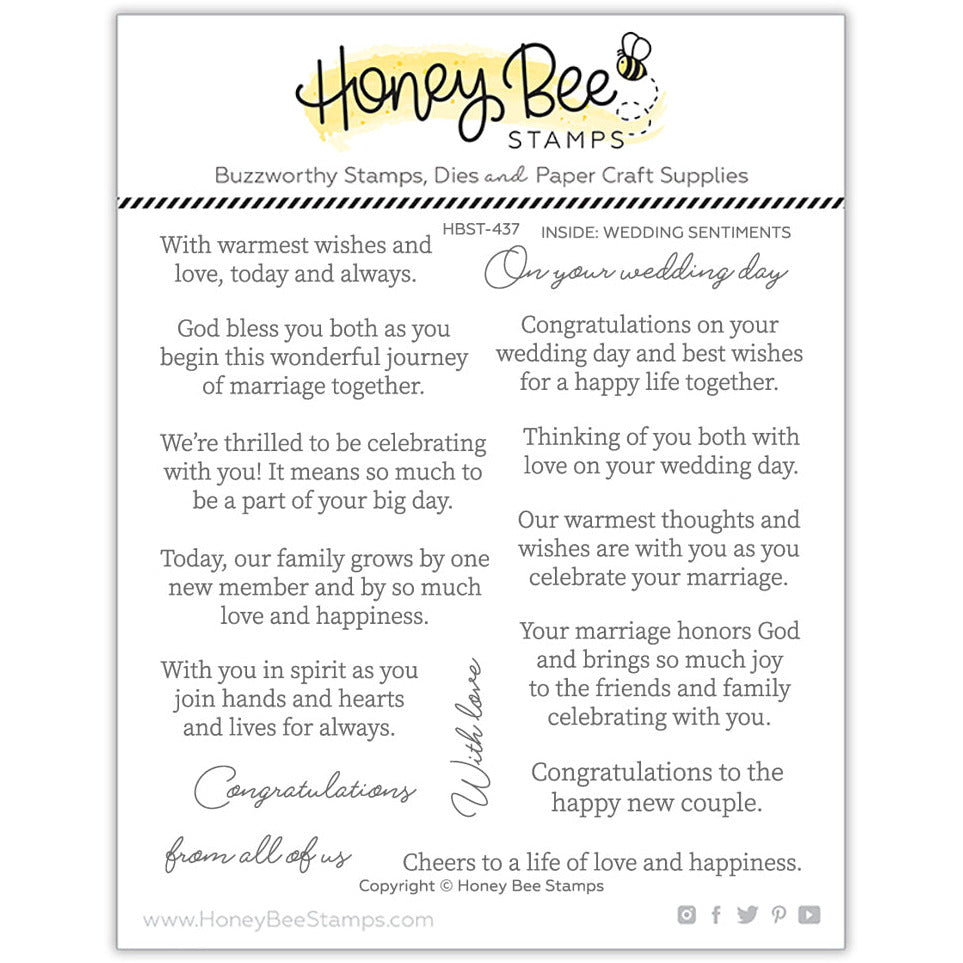 Honey Bee Stamps Inside: Wedding Sentiments 6 x 6 Stamp Set