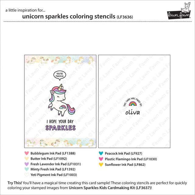 Lawn Fawn Unicorn Sparkles Coloring Stencil