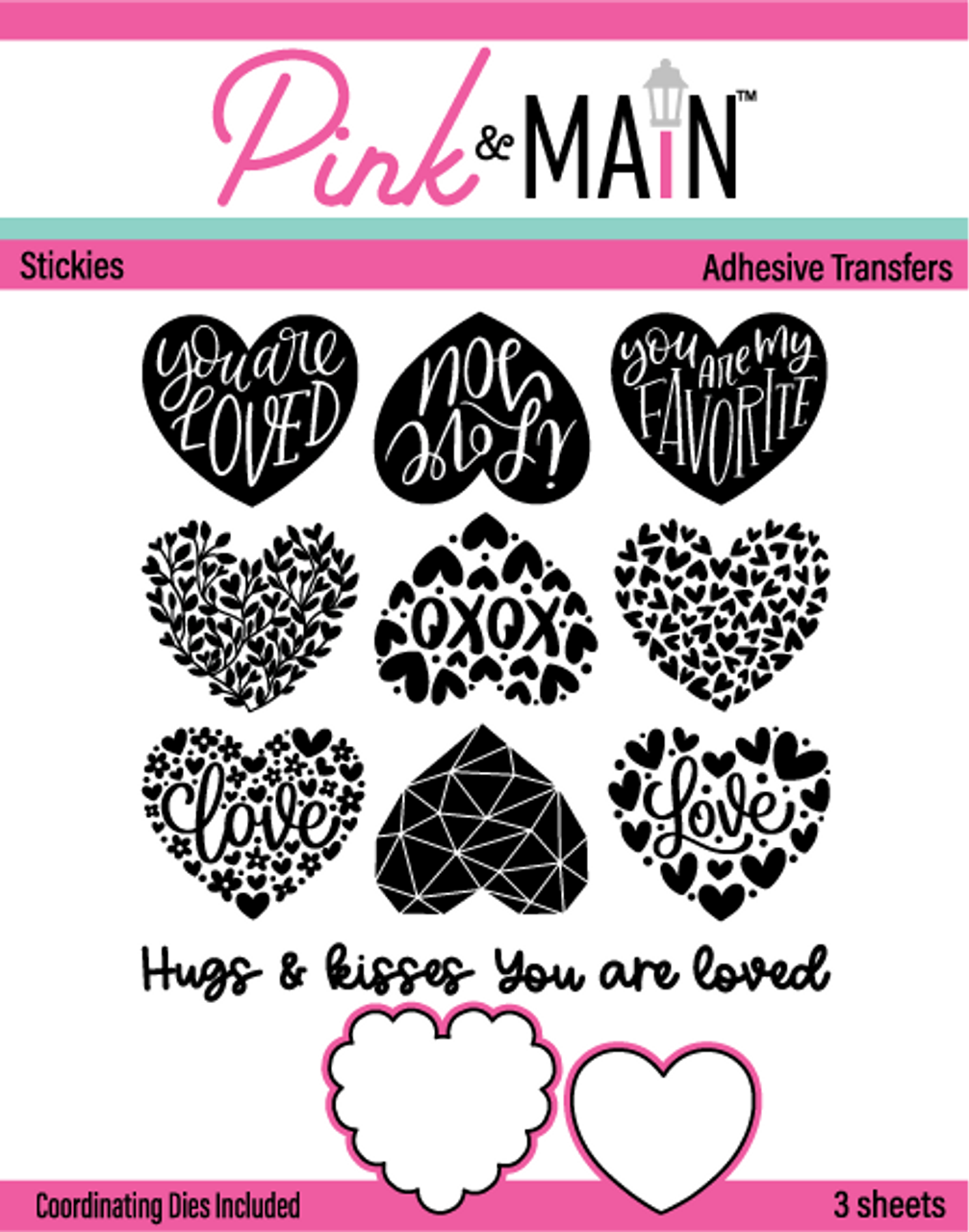 Pink & Main Fun Hearts Adhesive Transfer Stickies and Dies Set