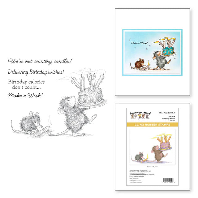 Spellbinders Birthday Wishes Cling Rubber Stamp (House-Mouse)