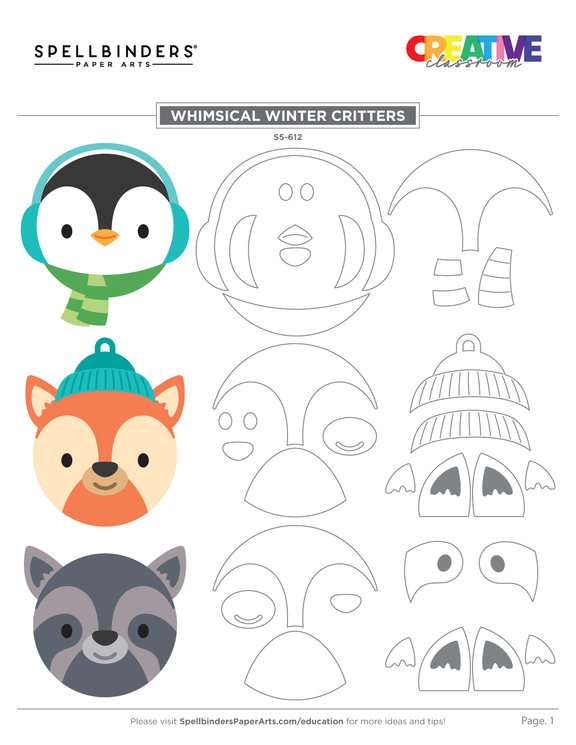 Spellbinders Whimsical Winter Critters Etched Dies (Nichol Spohr) - Add-on Set