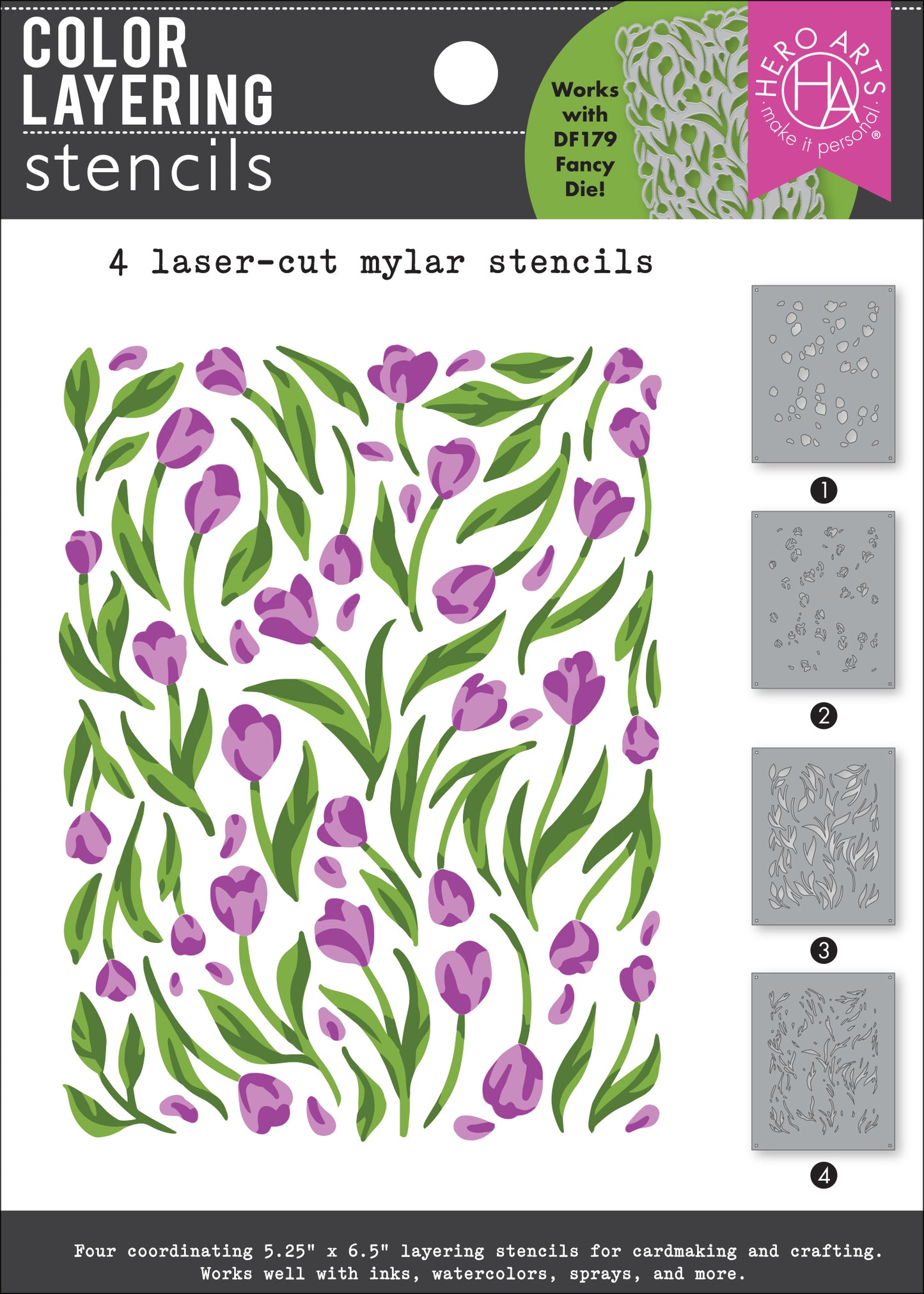 Hero Arts Color Layering Tulip Pattern Stencils