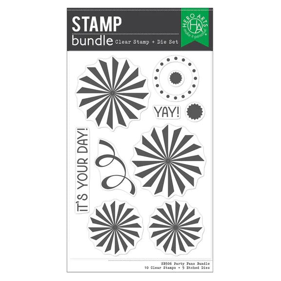 Hero Arts Party Fans Stamp & Die Bundle