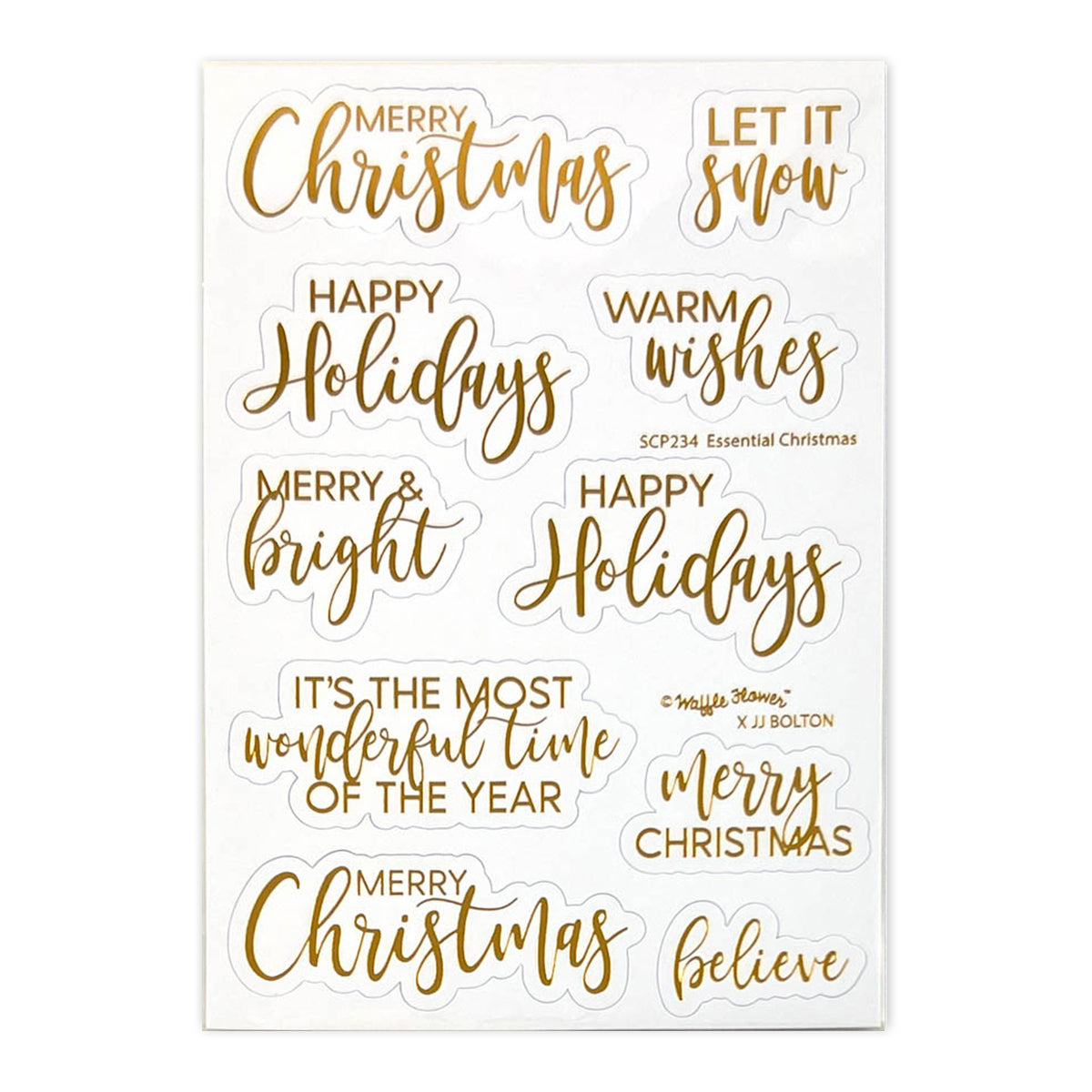 Waffle Flower Essential Christmas Diecut - Gold Foiled