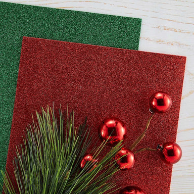Spellbinders Pop-Up Die Cutting Glitter Foam Sheets - Red & Green