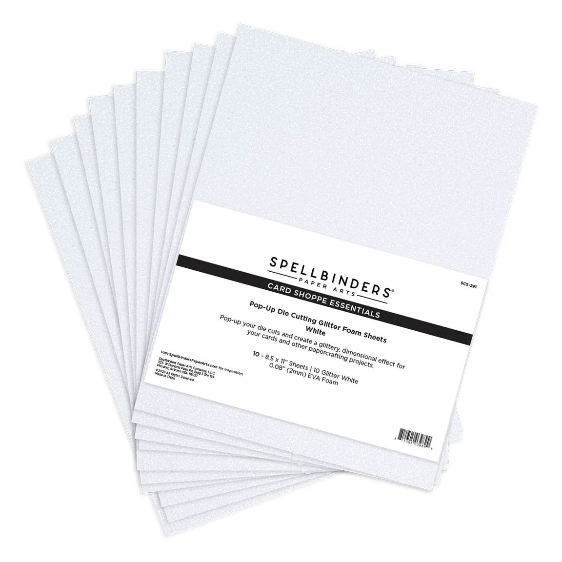 Spellbinders Pop-Up Die Cutting Glitter Foam Sheets - White