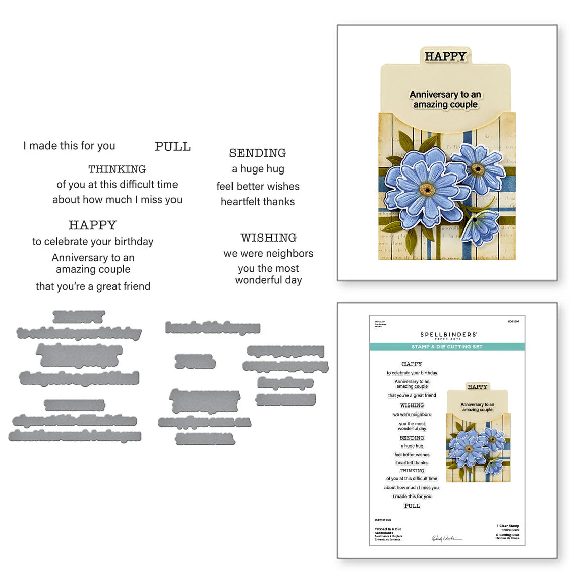 Spellbinders Tabbed In & Out Sentiments from the Tabbed Classics Collection