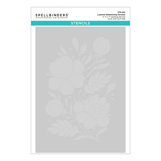 Spellbinders Glimmering Peonies Glimmer and Stencil Bundle