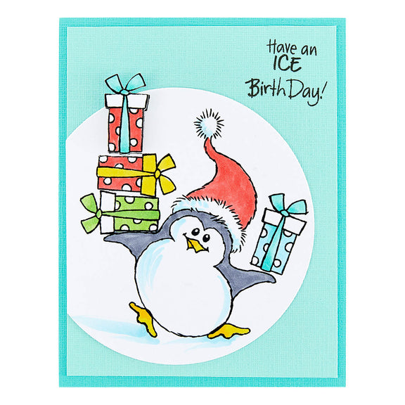 Spellbinders Stampendous FransFormer Snowy Penguins Clear Stamp Set