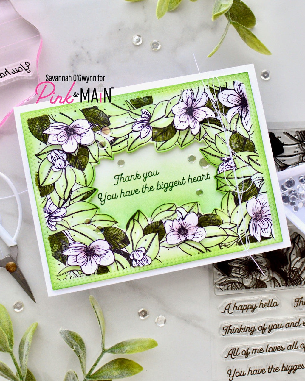 Pink & Main Floral Frame Stamp & Die Set