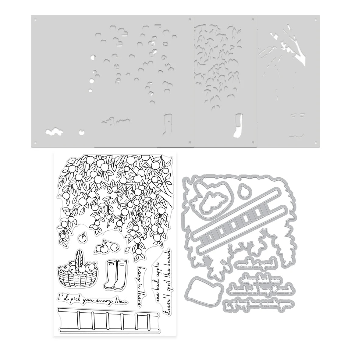 Hero Arts I Pick You In the Orchard Stamp, Die and Stencil Bundle