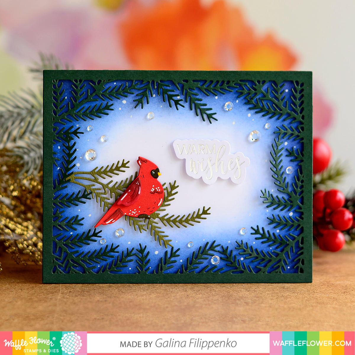 Waffle Flower Essential Christmas Diecut - Silver Foiled