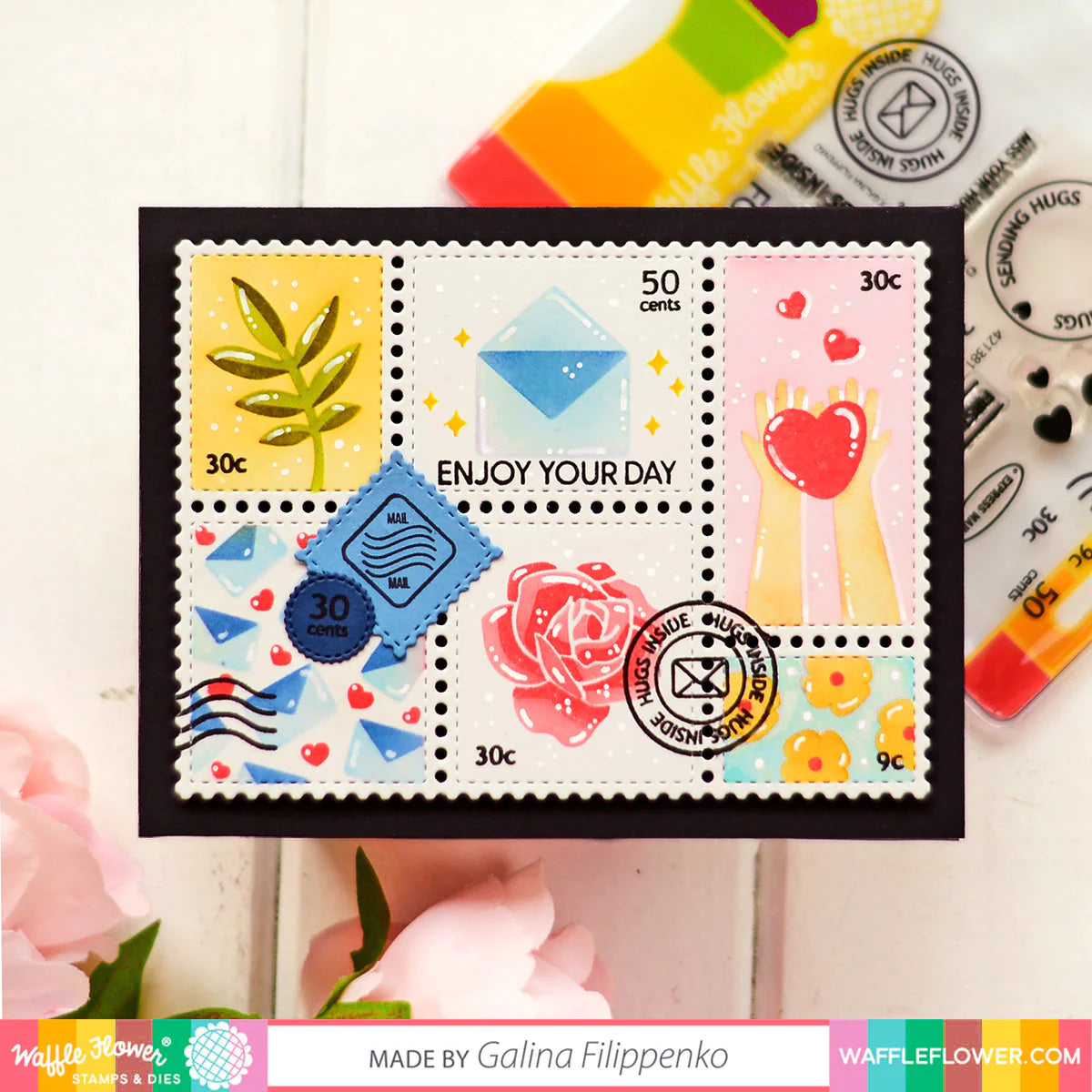 Waffle Flower Postage Collage Die