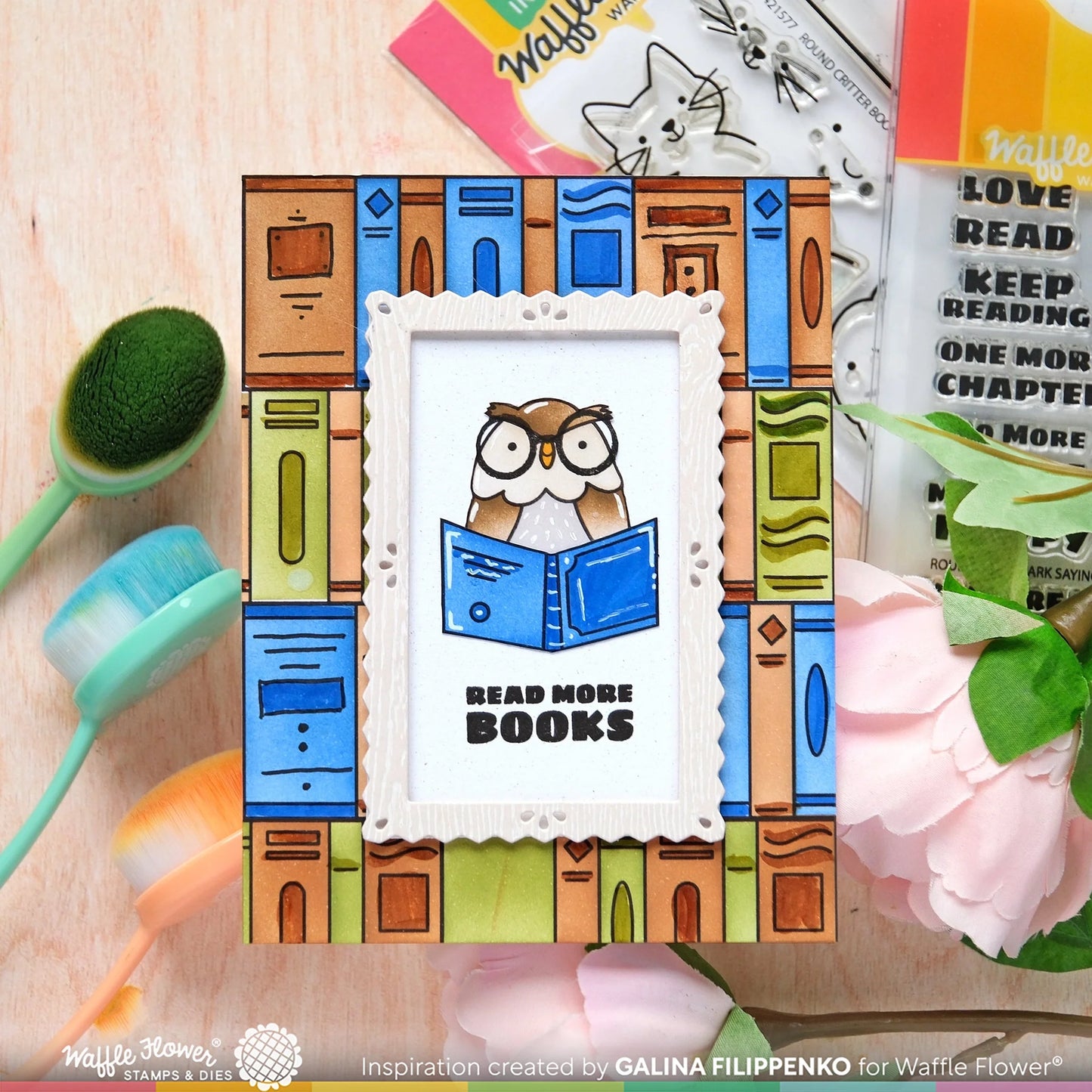 Waffle Flower Round Bookmark Sayings Stamp Set