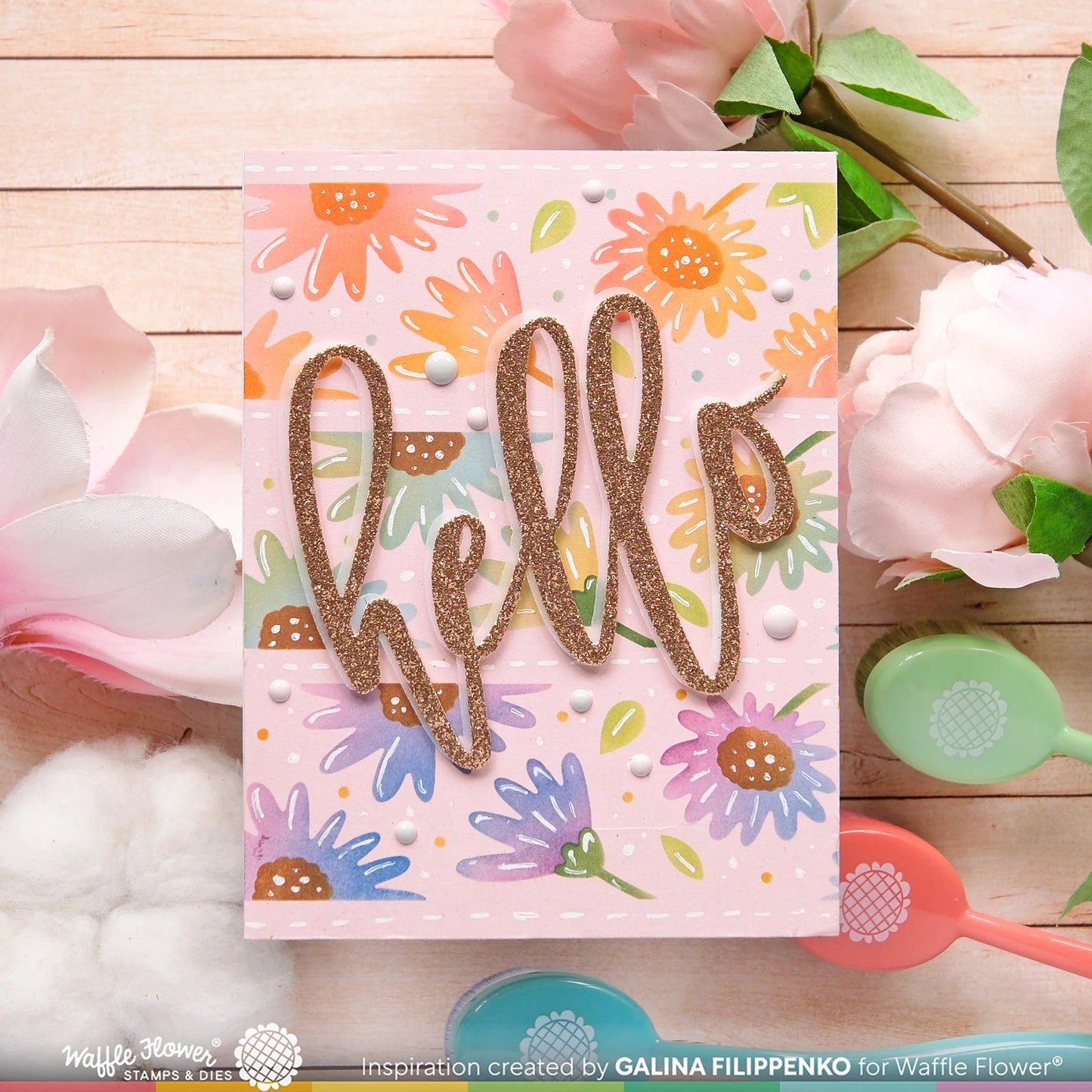 Waffle Flower Round Floral Bookmark Duo Stencil Set