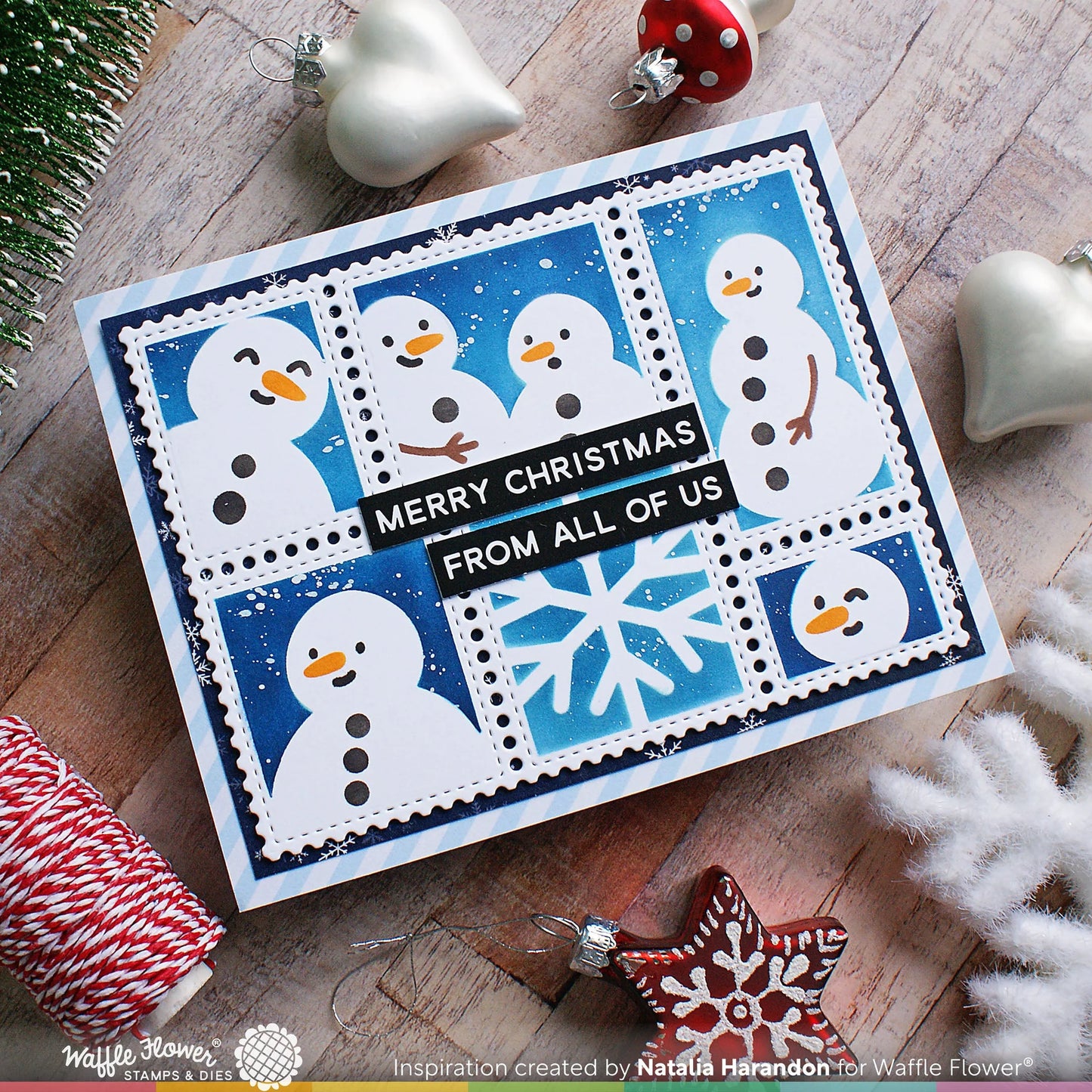 Waffle Flower Postage Snowman Stencil