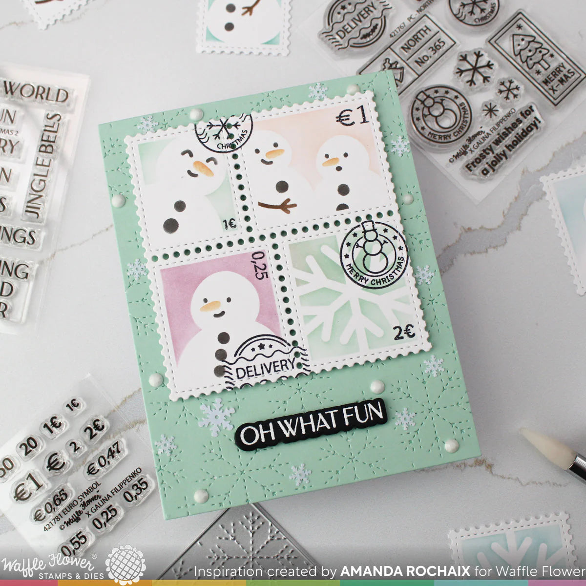 Waffle Flower Postage Snowman Stencil