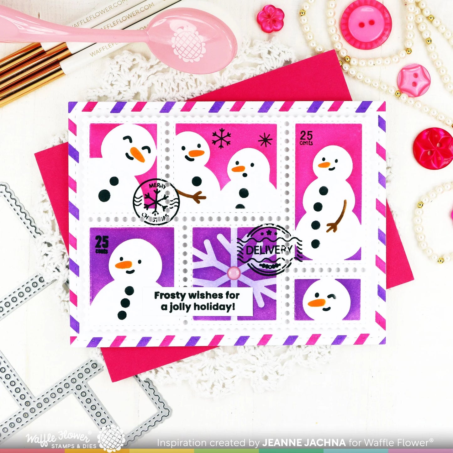 Waffle Flower Postage Snowman Stencil