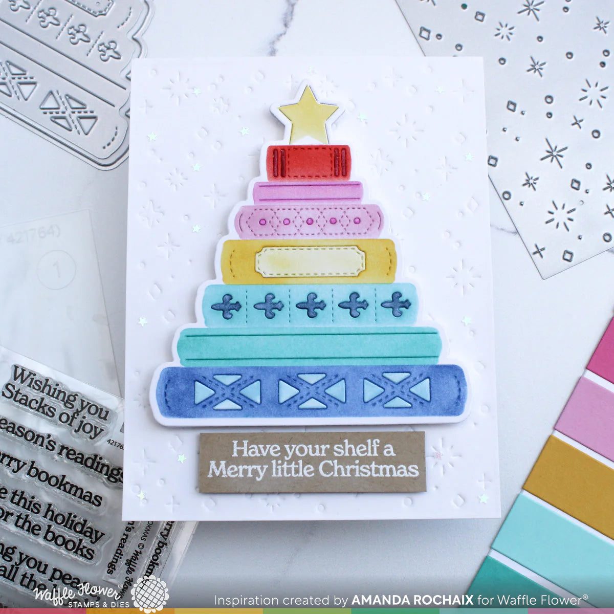 Waffle Flower Merry Bookmas Die-n-stencil
