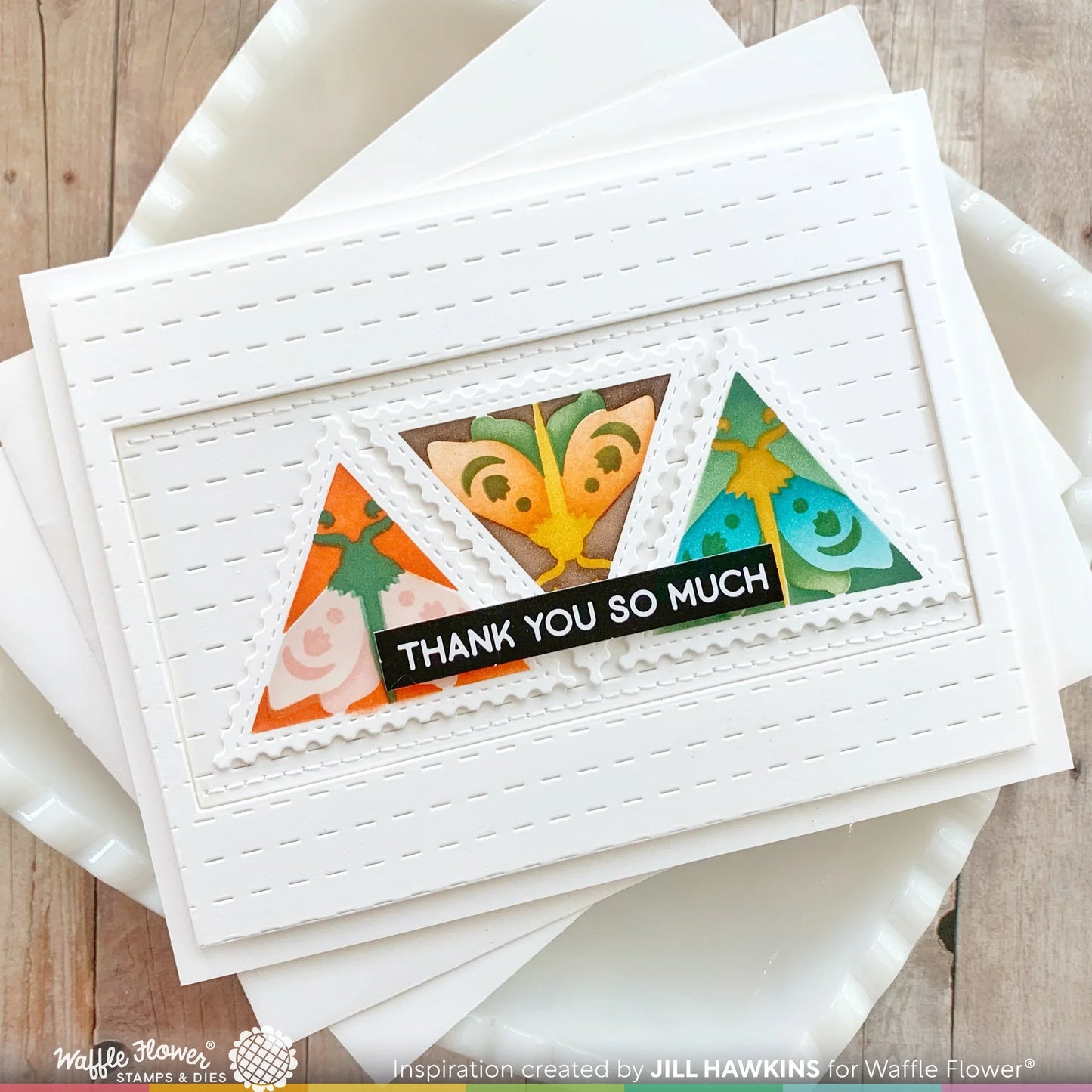 Waffle Flower Postage Collage Moth Die-n-Stencil