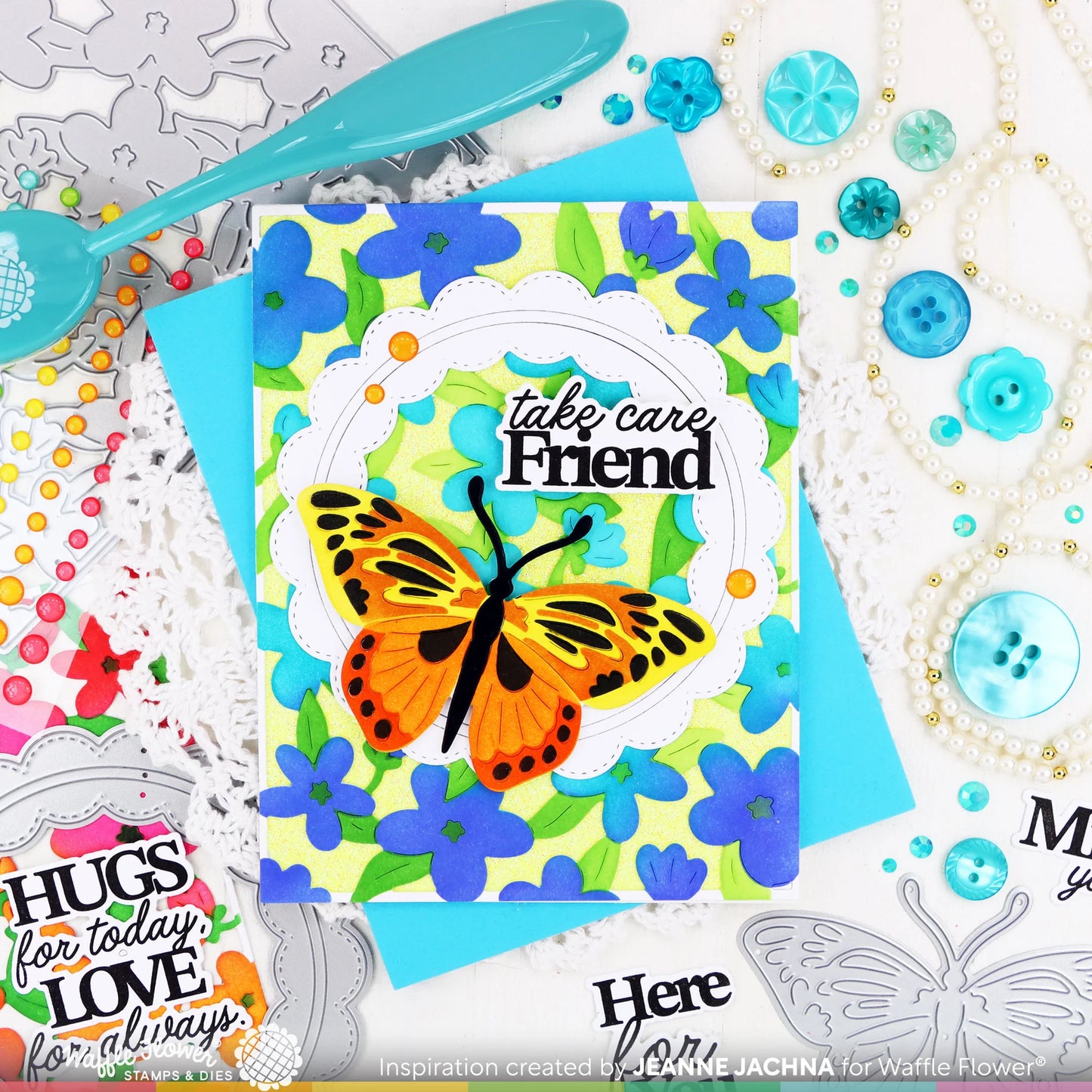 Waffle Flower Paper Hug Sentiments Combo (Stamp and Die set)