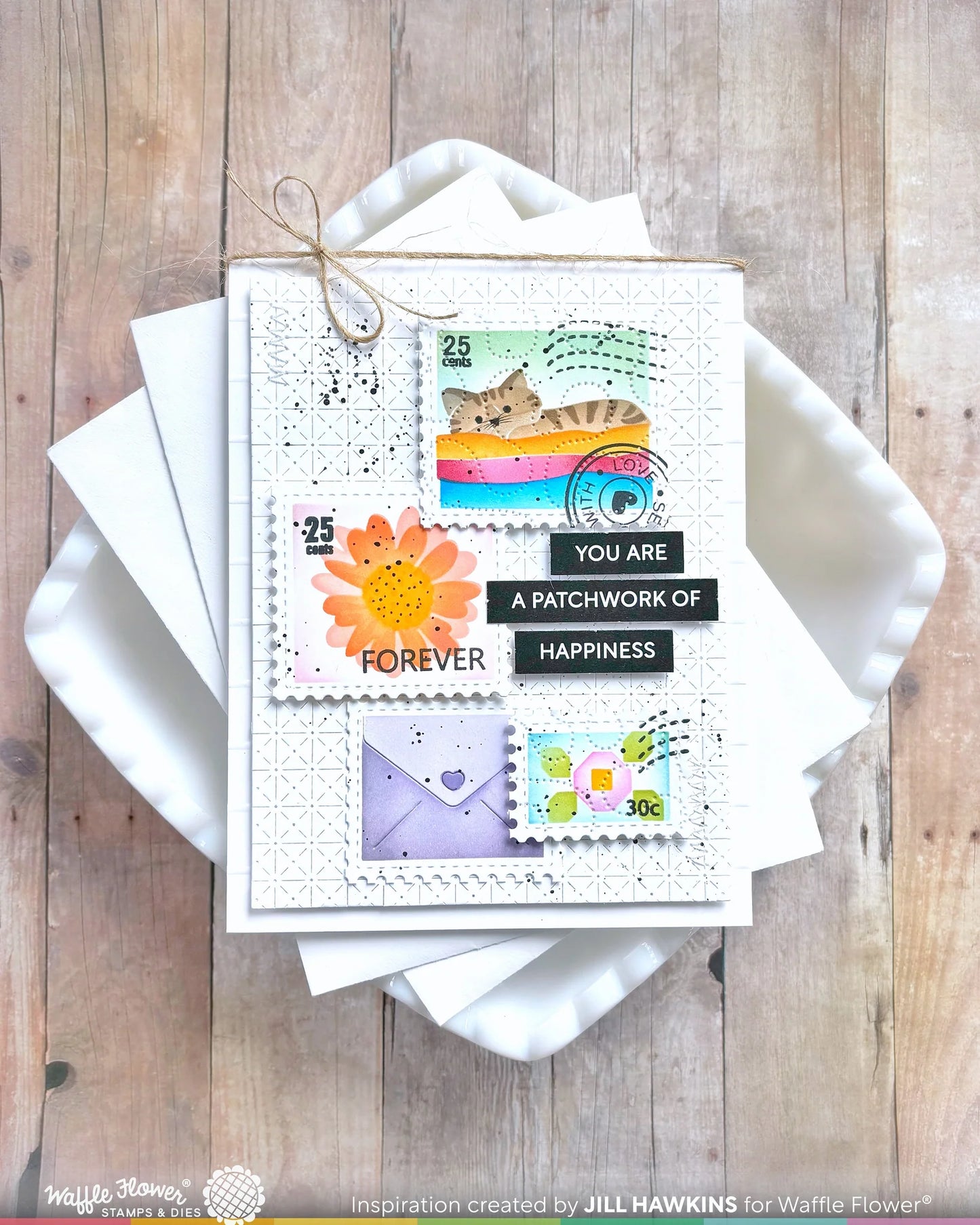 Waffle Flower Postage Collage Circle Sentiments