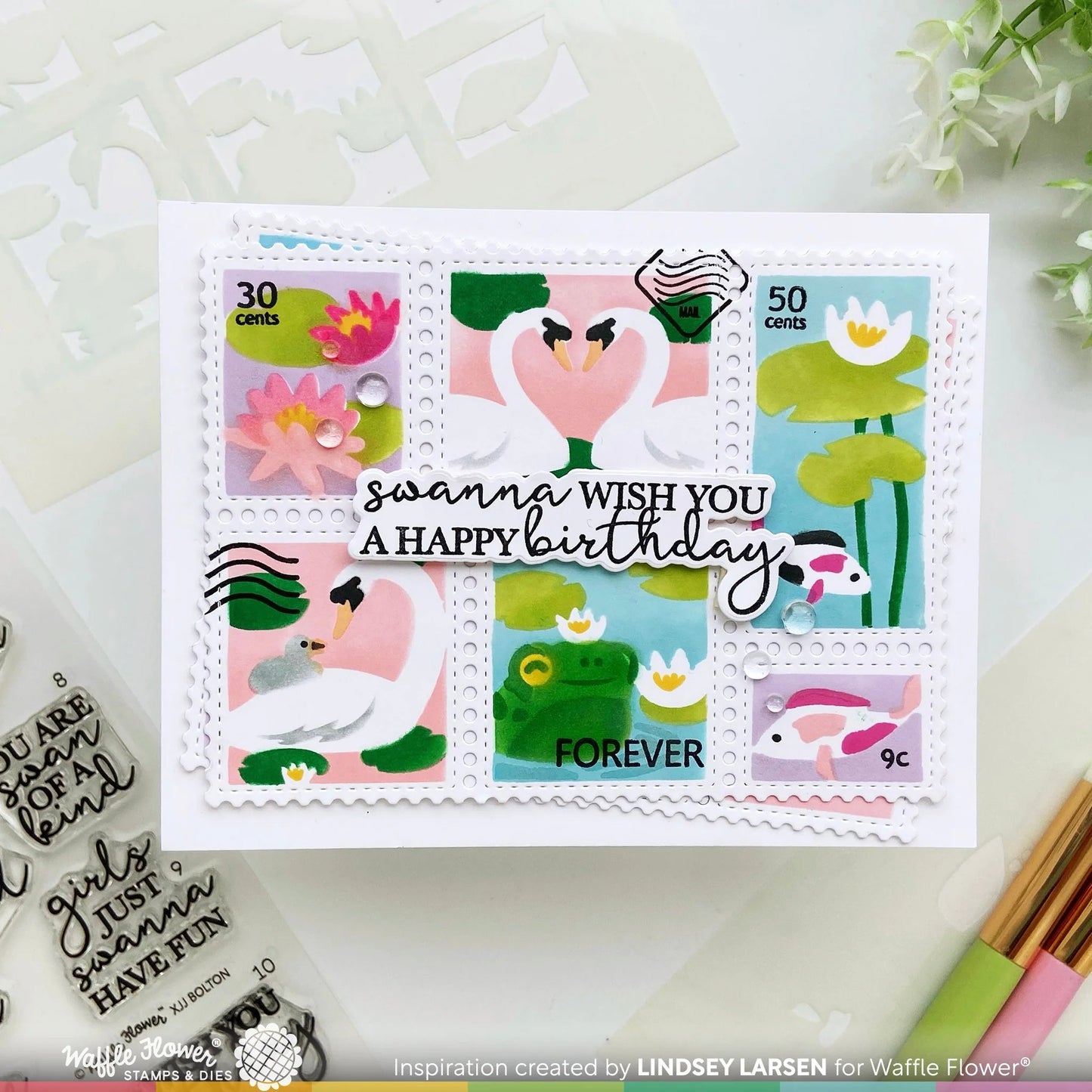Waffle Flower Postage Collage The Pond Stencil Set